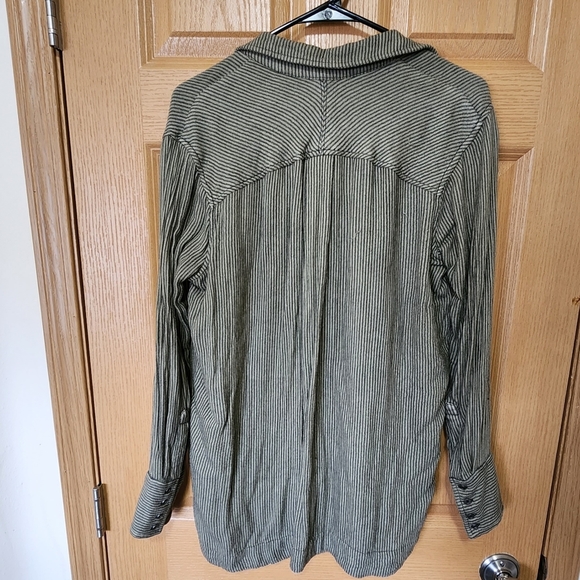 Free People On The Road Striped Olive High-Low Tunic Top - Picture 12 of 15